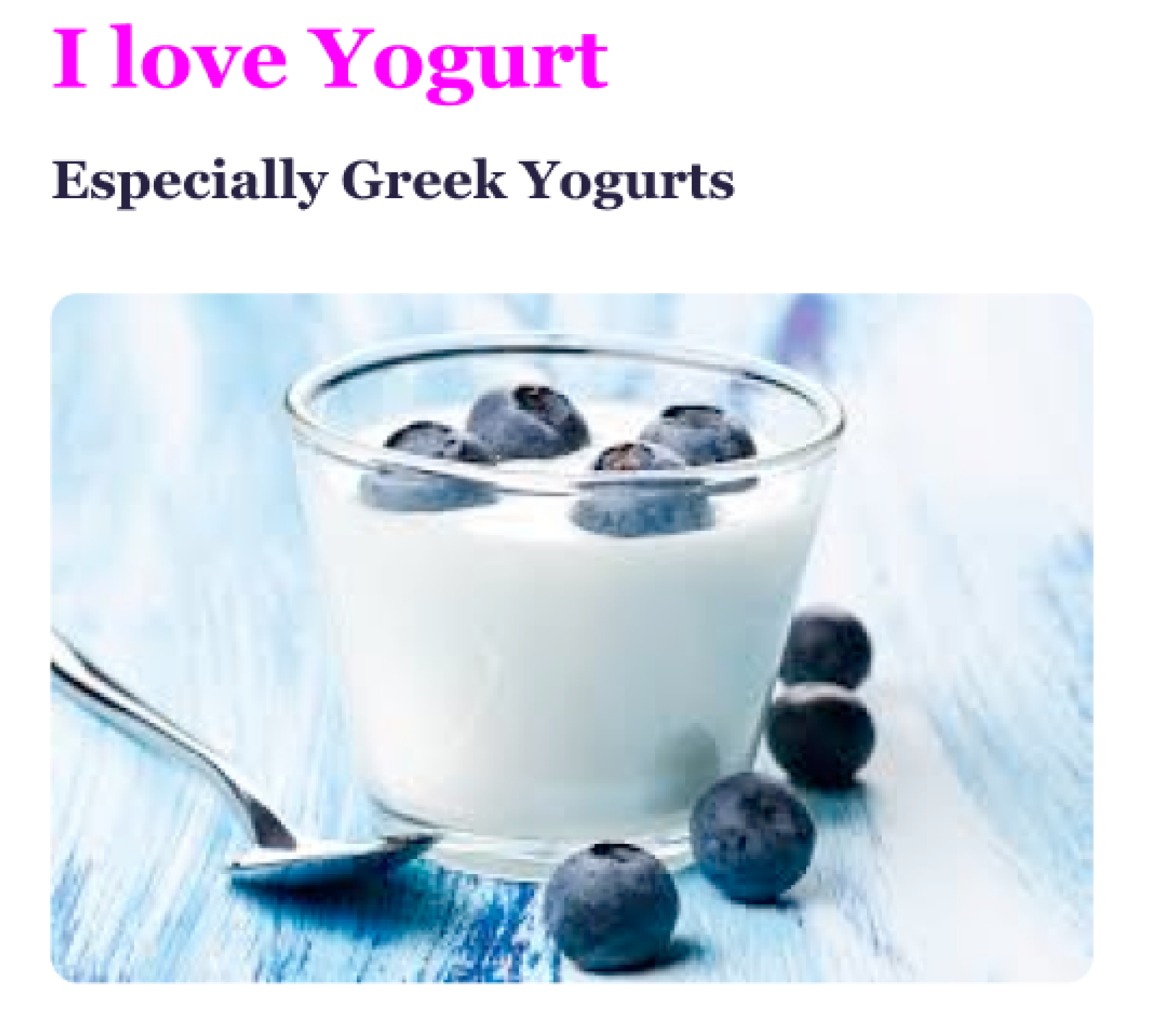 HTML and CSS yogurt app